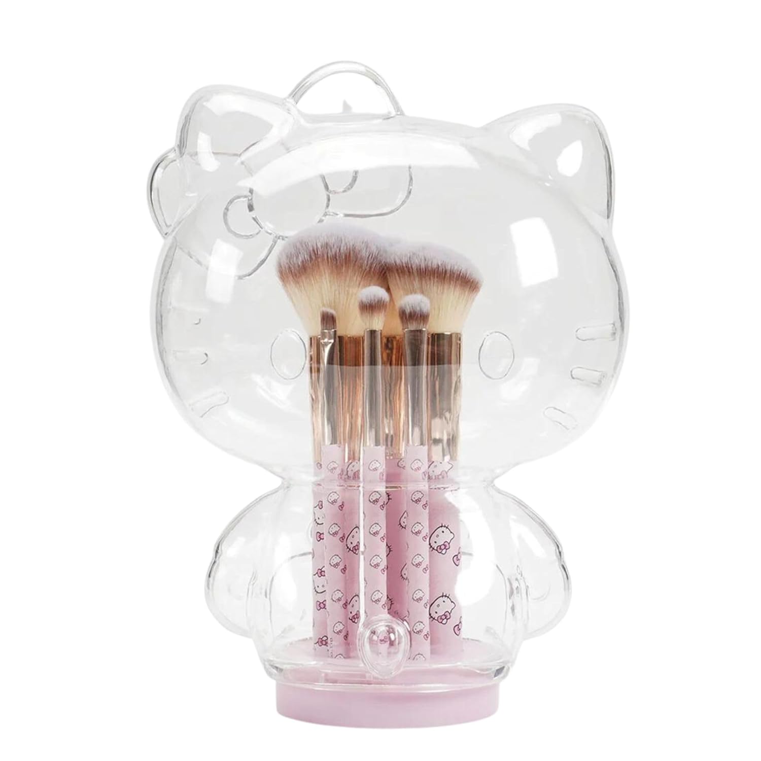 Impressions Vanity Hello Kitty 6 PCs Makeup Brush Set with Clear Cloche, Super Soft Brushes for Foundation, Face Powder, Blending, Eye Shadow